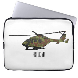 Army helicopter cartoon illustration  laptop sleeve