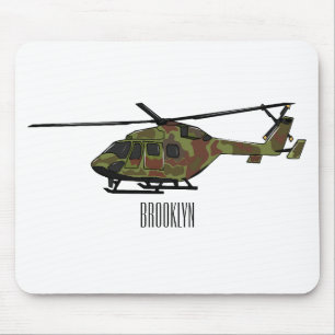 Army helicopter cartoon illustration  mouse pad