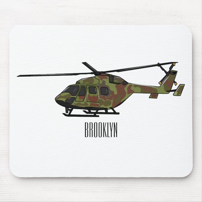 Army helicopter cartoon illustration  mouse pad (Front)