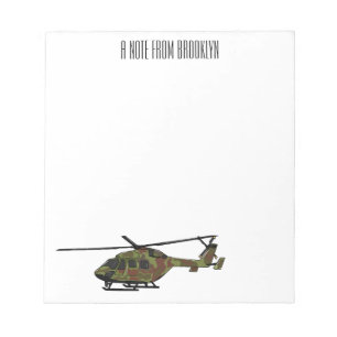 Army helicopter cartoon illustration  notepad