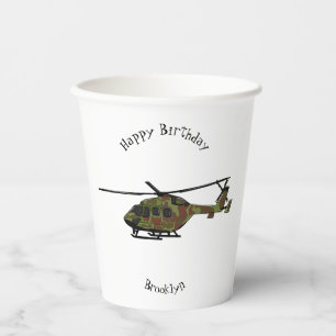 Army helicopter cartoon illustration paper cups