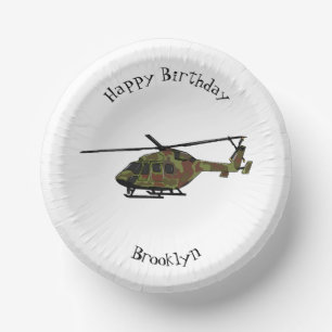 Army helicopter cartoon illustration paper plate