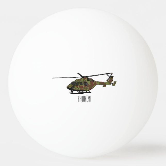 Army helicopter cartoon illustration  ping pong ball (Front)