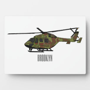 Army helicopter cartoon illustration  plaque