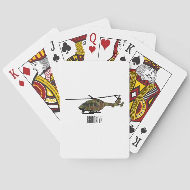 Army helicopter cartoon illustration  playing cards (Back)