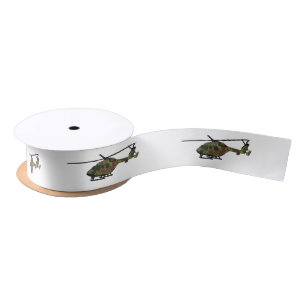Army helicopter cartoon illustration  satin ribbon