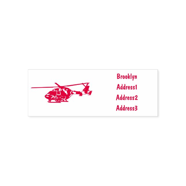 Army helicopter cartoon illustration  self-inking stamp (Design)