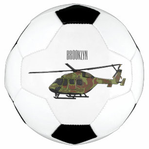 Army helicopter cartoon illustration soccer ball