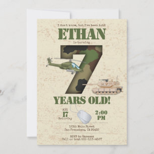 Army Invitation - 7th Birthday Invitation