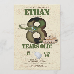 Army Invitation - 8th Birthday Invitation