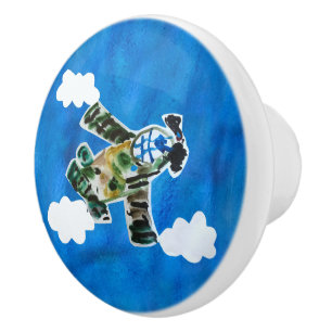 Army Jet "Art by Kids" Ceramic Knob