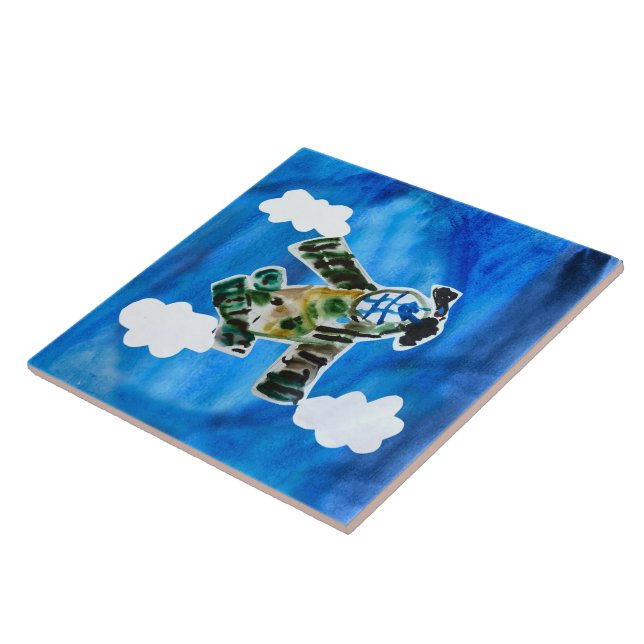 Army Jet "Art by Kids" Ceramic Tile (Side)