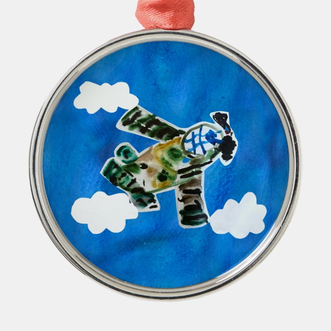 Army Jet "Art by Kids" Metal Ornament (Front)