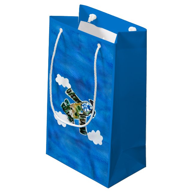 Army Jet "Art by Kids" Small Gift Bag (Back Angled)