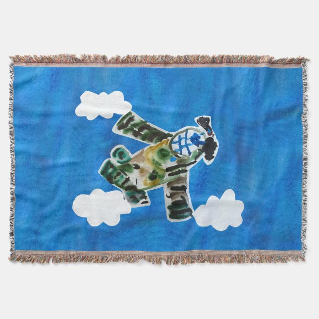 Army Jet "Art by Kids" Throw Blanket (Front)