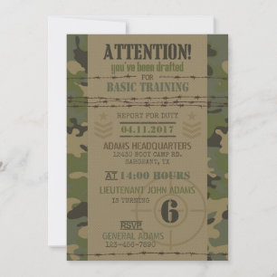 Army Jungle Camouflage Military Birthday Invitation
