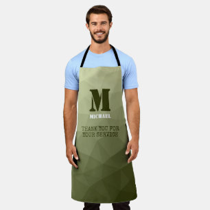 Army light green geometric mesh pattern Monogram Apron