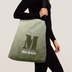 Army light green geometric mesh pattern Monogram Crossbody Bag