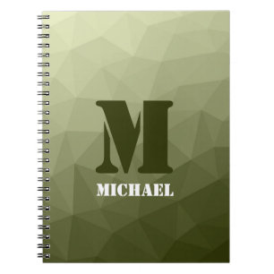 Army light green geometric mesh pattern Monogram Notebook