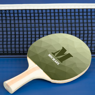 Army light green geometric mesh pattern Monogram Ping Pong Paddle