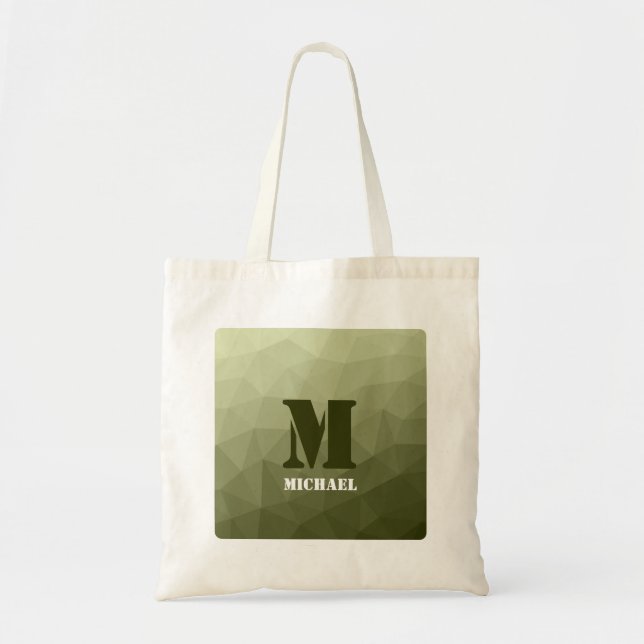 Army light green geometric mesh pattern Monogram Tote Bag (Front)