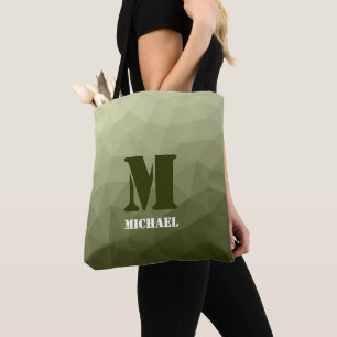 Army light green geometric mesh pattern Monogram Tote Bag