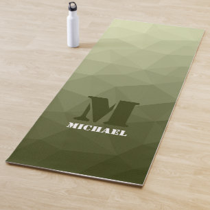 Army light green geometric mesh pattern Monogram Yoga Mat