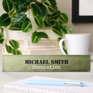 Army light green geometric mesh Your Custom name Nameplate