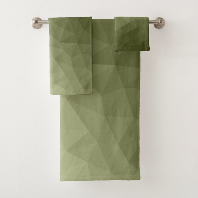 Army light green gradient geometric mesh pattern bath towel set (Insitu)