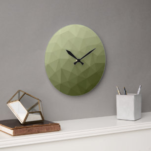 Army light green gradient geometric mesh pattern large clock