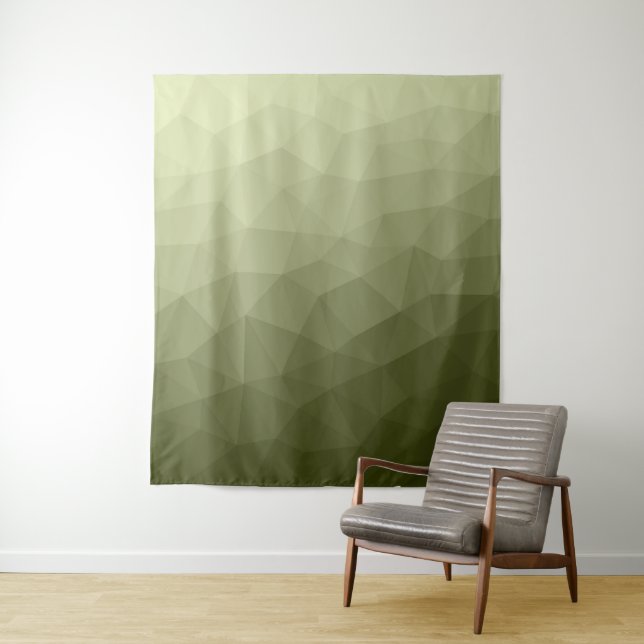 Army light green gradient geometric mesh pattern tapestry (In Situ)