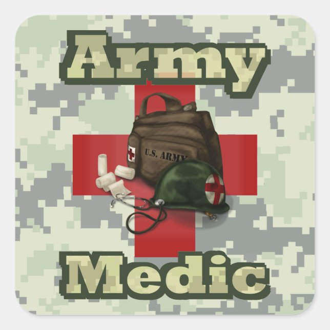 Army Medic Square Sticker (Front)