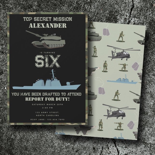 Army Military Camouflage Green Camo Birthday Invitation (Army Military Camouflage Green Camo Birthday Invitation)