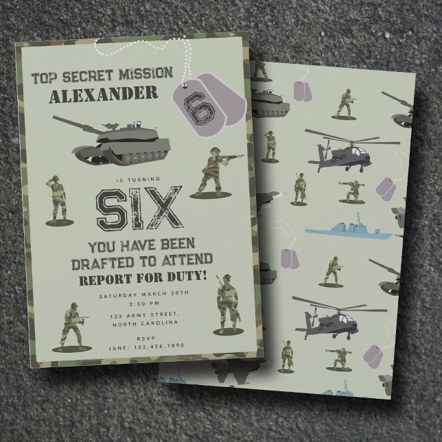 Army Military Camouflage Green Camo Birthday Invitation (Army Military Camouflage Green Camo Birthday Invitation)