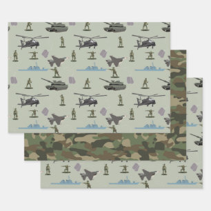Army Military Camouflage Green Camo Birthday Wrapping Paper Sheet