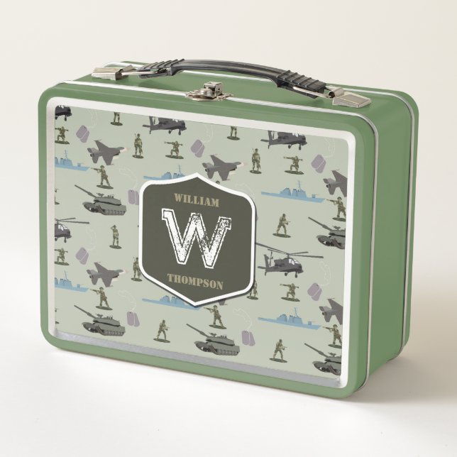 Army Military Camouflage Green Camo Pattern Metal Lunch Box (Front)