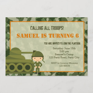 Army (Military) Invitation with Camouflage Soldier