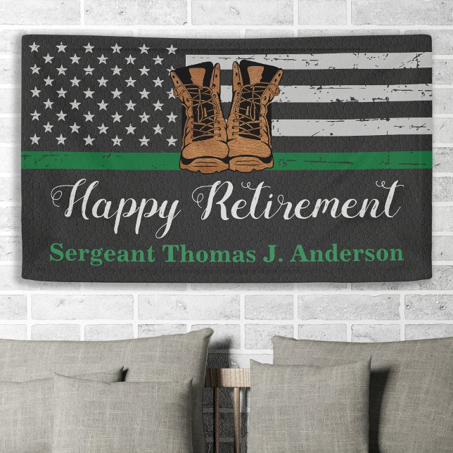 Army Military Retirement Leather Boots Green Line Banner (Creator Uploaded)
