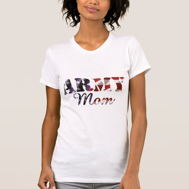 Army Mum American Flag T-Shirt (Front)