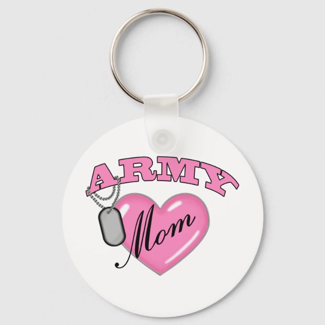 Army Mum Heart N Dog Tag Key Ring (Front)