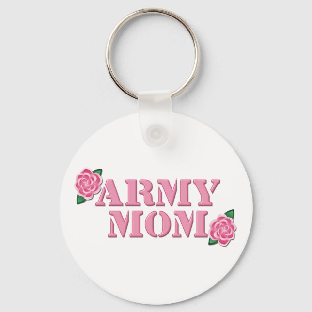 Army Mum Pink Roses Key Ring (Front)