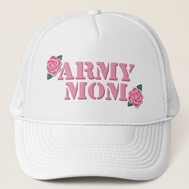 Army Mum Pink Roses Trucker Hat (Front)