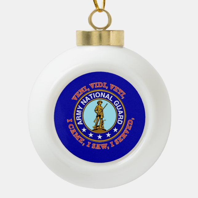 Army National Guard Logo Ceramic Ball Christmas Ornament (Front)