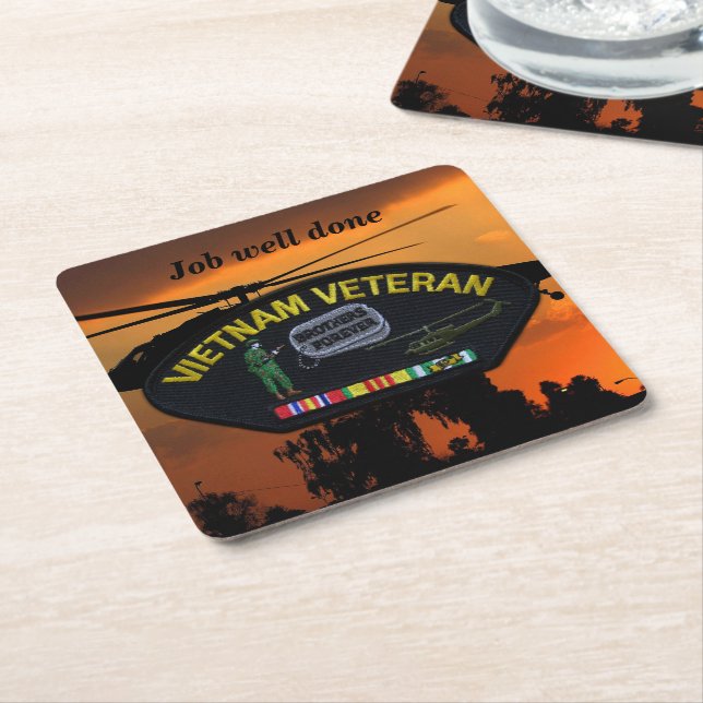 Army Navy Air Force Marines Vietnam Nam War vets Square Paper Coaster (Angled)