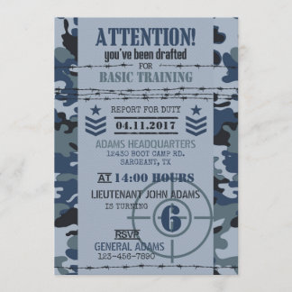 Army Navy Camouflage Military Birthday Invitation