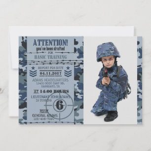 Army Navy Ocean Camouflage Military Birthday Invitation