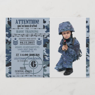 Army Navy Ocean Camouflage Military Birthday Invitation