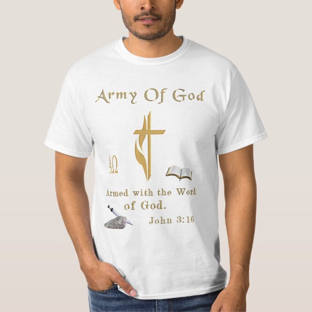 Army of God Bible verse Scripture JOhn 3:16 T-Shirt (Front)