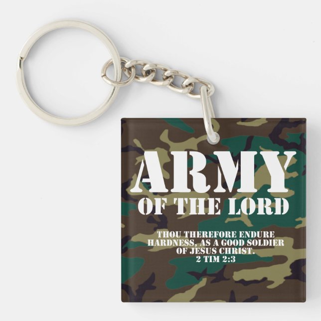 Army of the Lord, Bible Scripture Camo Key Ring (Front)