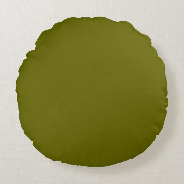 Army Olive Green solid plain colour Custom Round Cushion (Front)